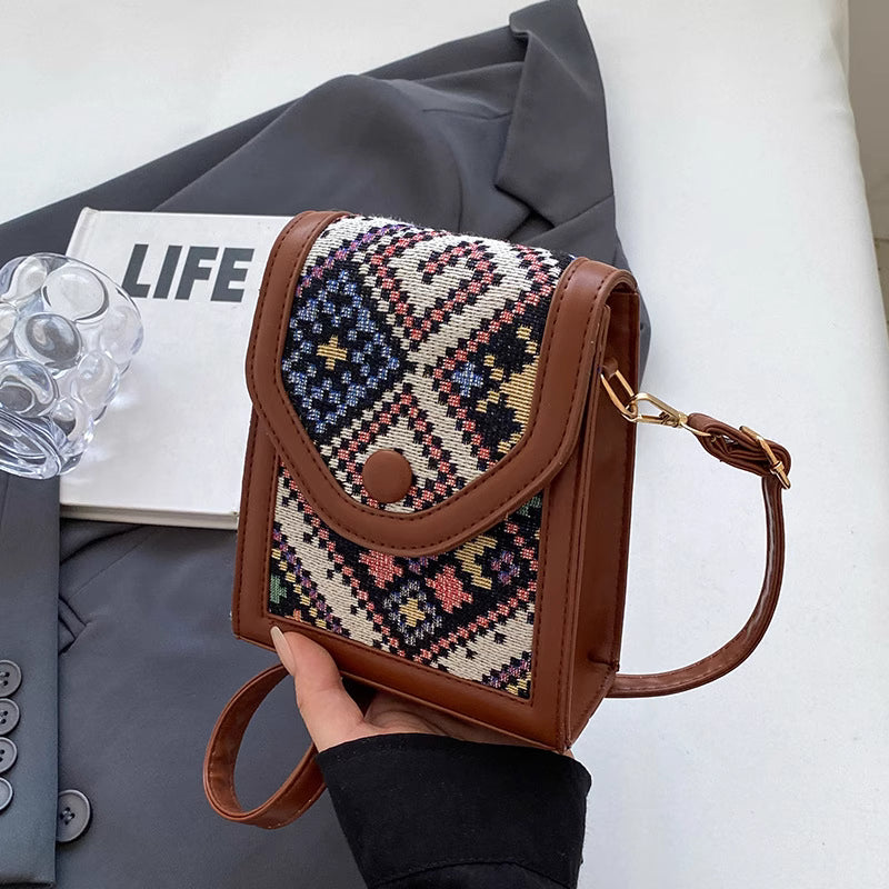 High-grade ethnic style crossbody mobile phone bag for women