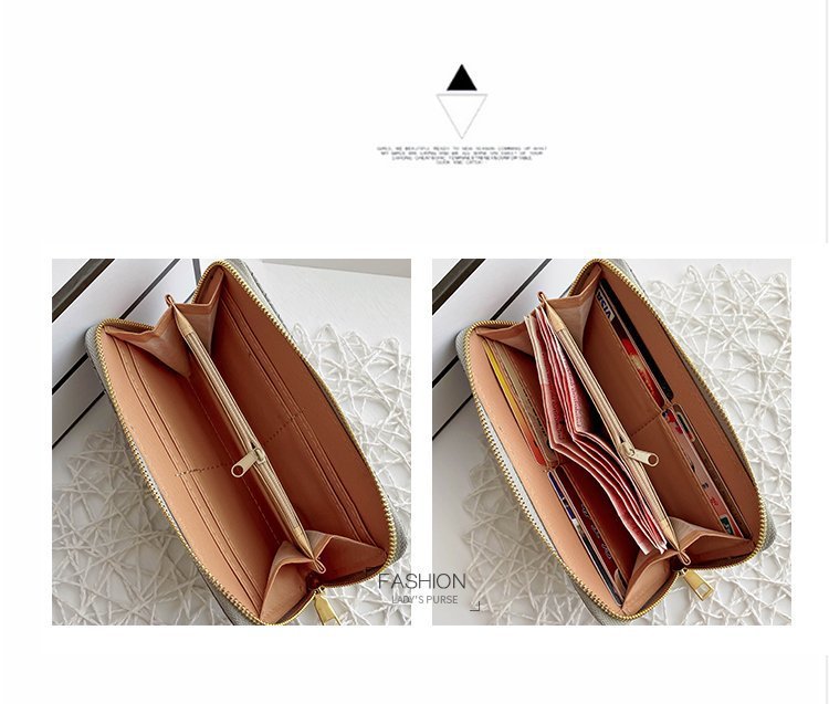 Mid-Length Zipper Clutch European and American Style Fashion Export Pu Leather Woven Purse