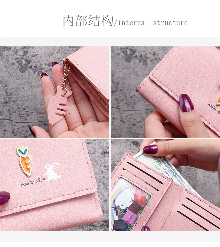 Korean version of female student small wallet short wallet women's cute mini coin purse