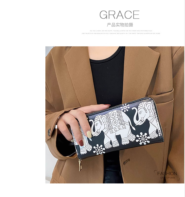 2025 New Ethnic Style Elephant Print Women's Purse