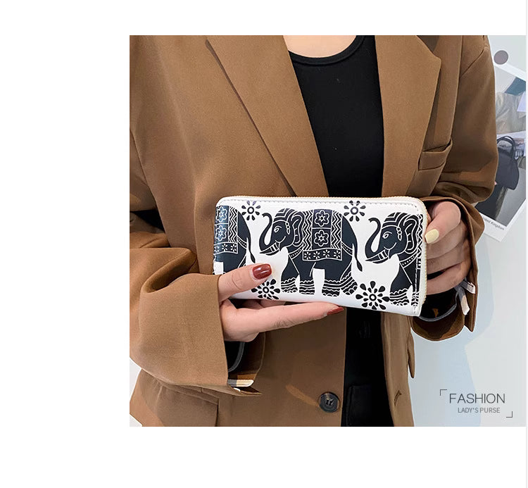 2025 New Ethnic Style Elephant Print Women's Purse