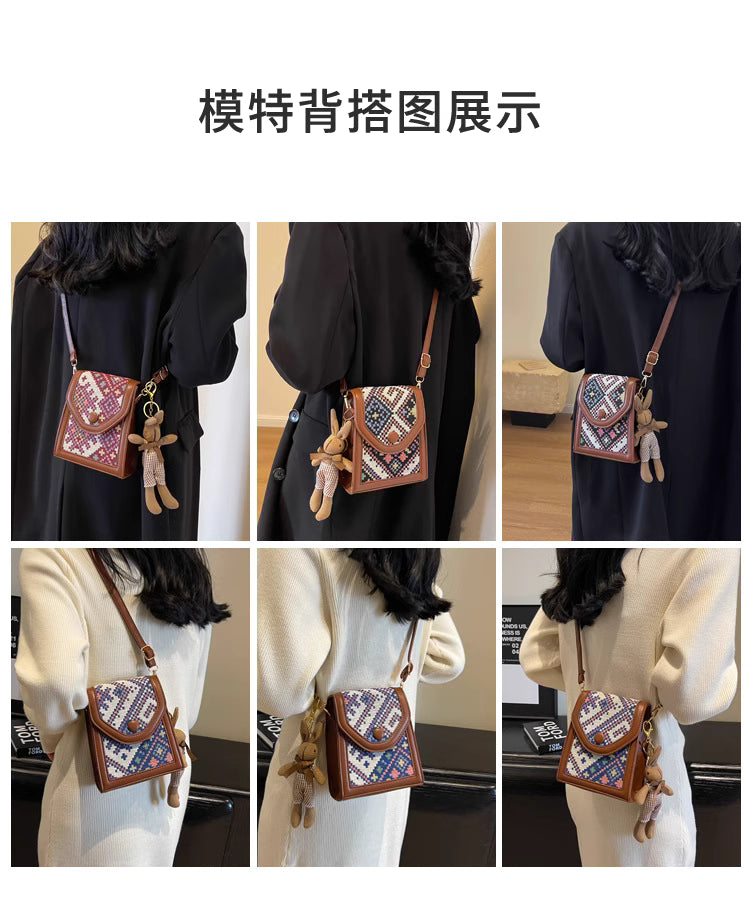 High-grade ethnic style crossbody mobile phone bag for women