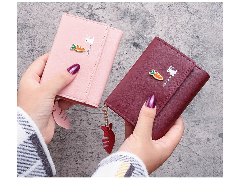 Korean version of female student small wallet short wallet women's cute mini coin purse