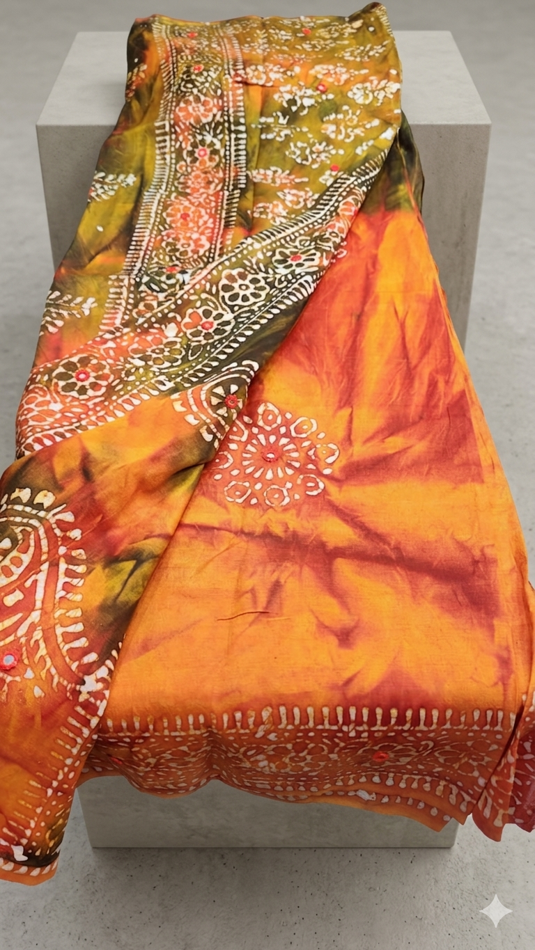 Makhan Soft Batik Saree with Blouse Piece