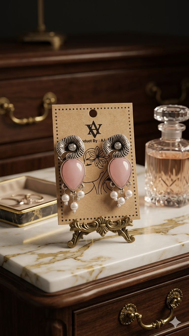 Aura: Oxidized Tribal Teardrop Earrings with Pastel Accents