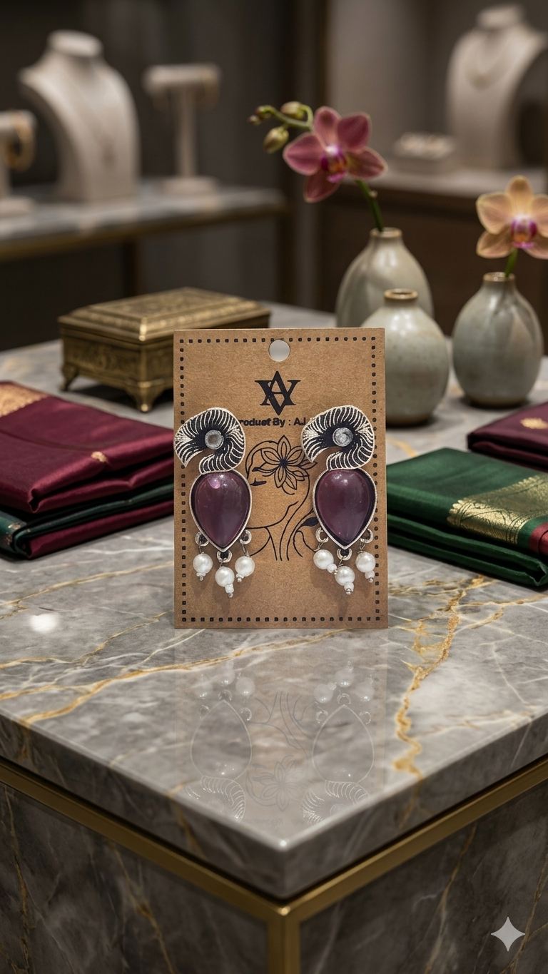 Aura: Oxidized Tribal Teardrop Earrings with Pastel Accents