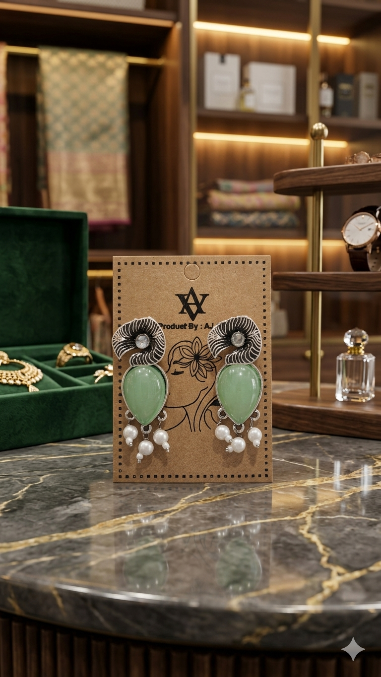 Aura: Oxidized Tribal Teardrop Earrings with Pastel Accents