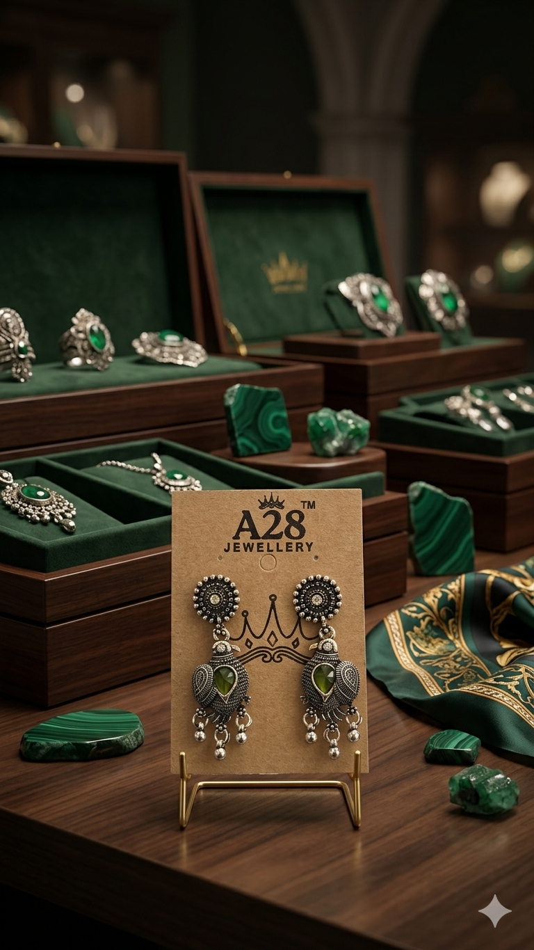 Pankhi: Oxidized Bird-Motif Earrings with Colorful Stone Accents