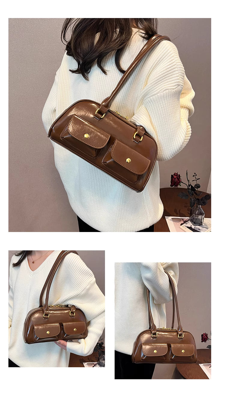 Niche Design Multi-Pocket New Vintage Baguette Shoulder Bag