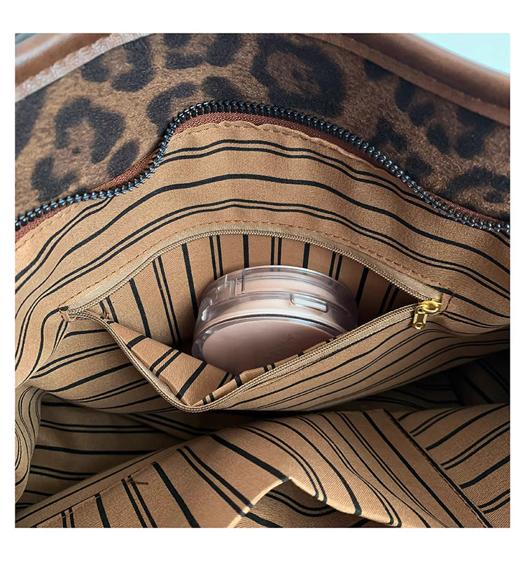 Casual Leopard Print Portable Tote Bag Autumn and Winter New Suede Large Capacity