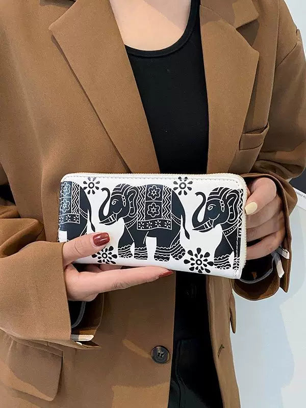 New Ethnic Elephant Print Purse for Women