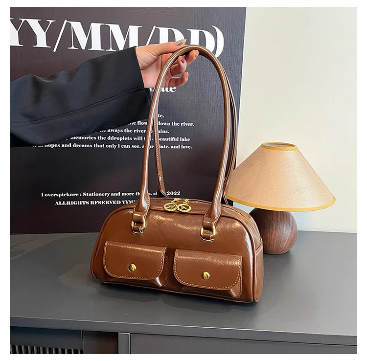 Niche Design Multi-Pocket New Vintage Baguette Shoulder Bag