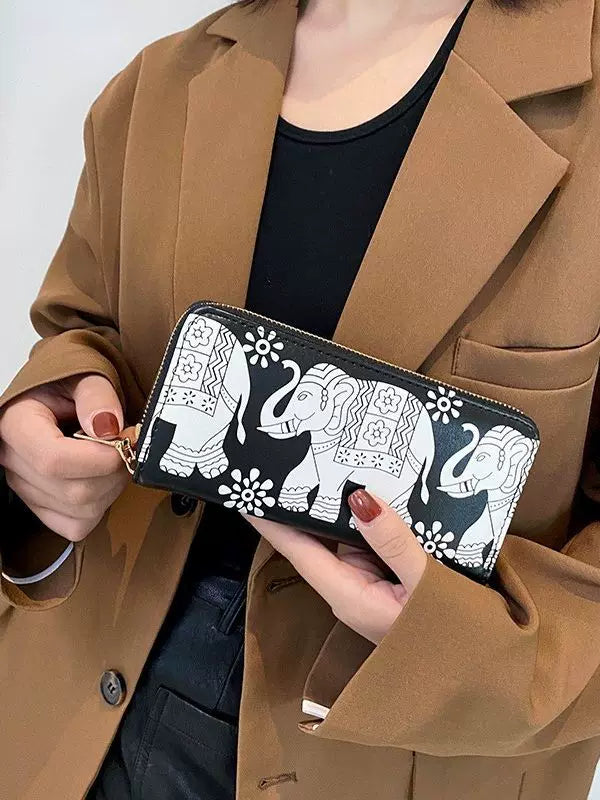 New Ethnic Elephant Print Purse for Women