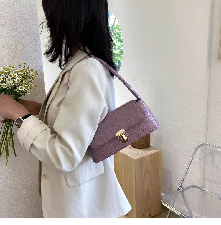 New trendy Korean style Crocodile texture handheld shoulder bags underarm bags