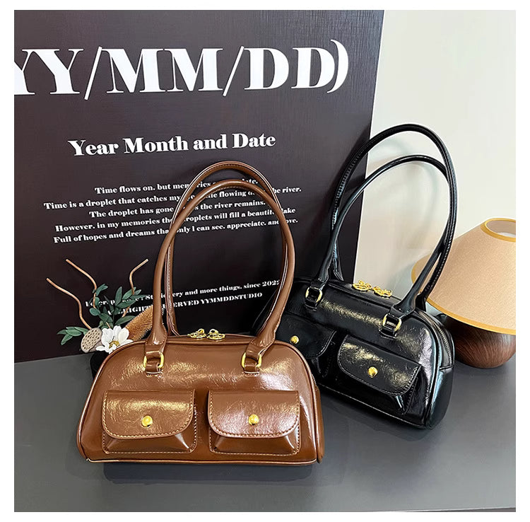 Niche Design Multi-Pocket New Vintage Baguette Shoulder Bag