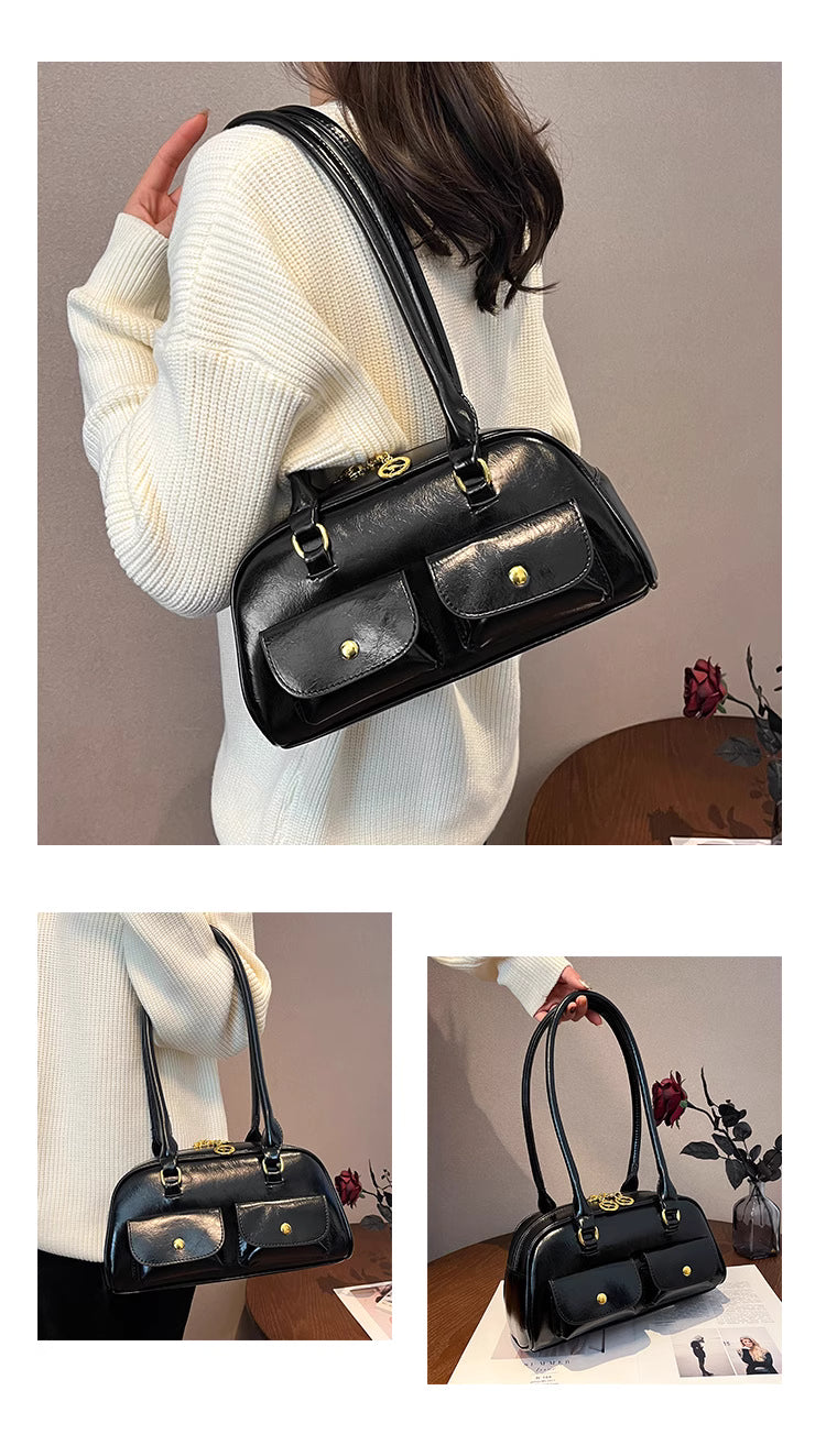 Niche Design Multi-Pocket New Vintage Baguette Shoulder Bag