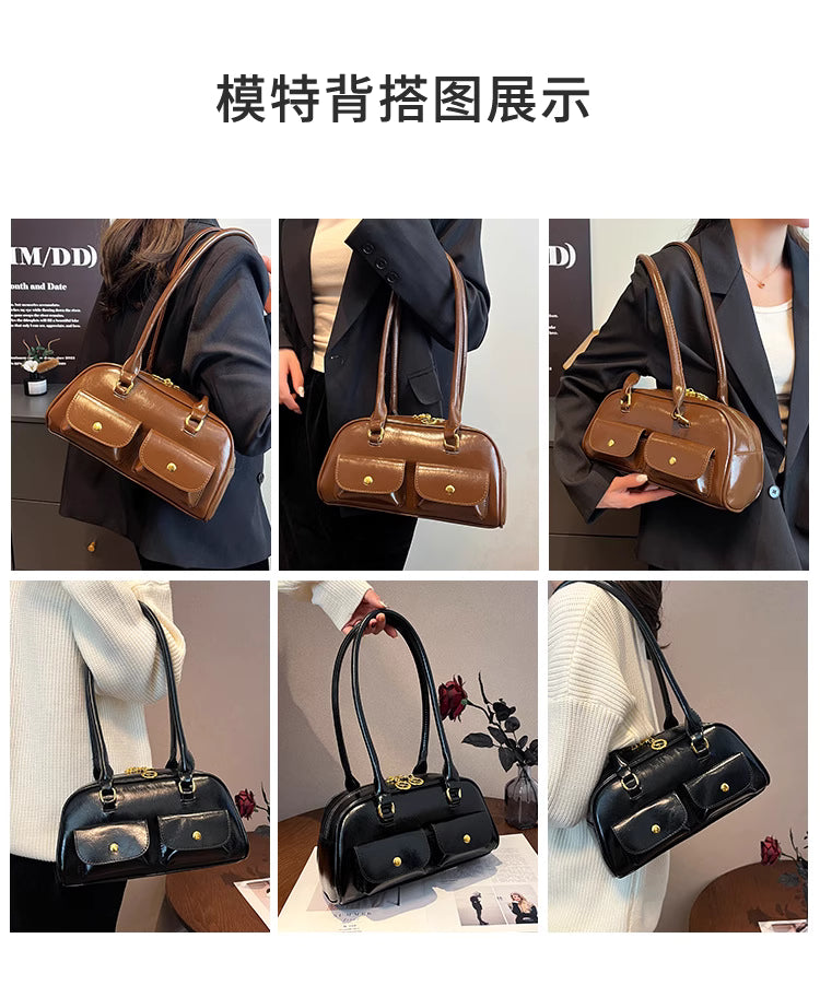 Niche Design Multi-Pocket New Vintage Baguette Shoulder Bag