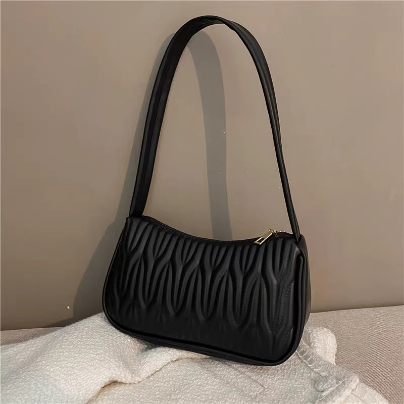 Shoulder Bag for Women 2025 New French Niche Crossbody Bag with Pleated Texture Versatile