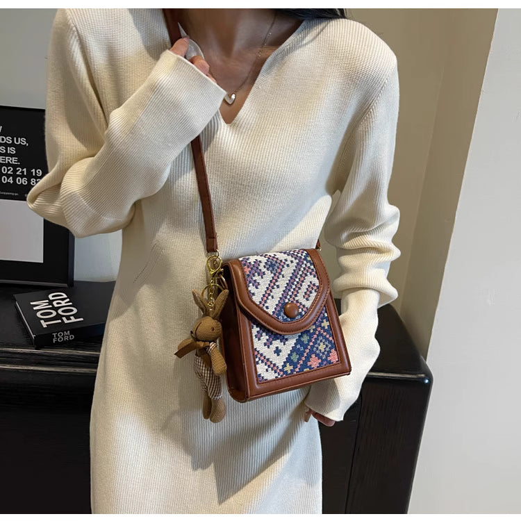 High-grade ethnic style crossbody mobile phone bag for women