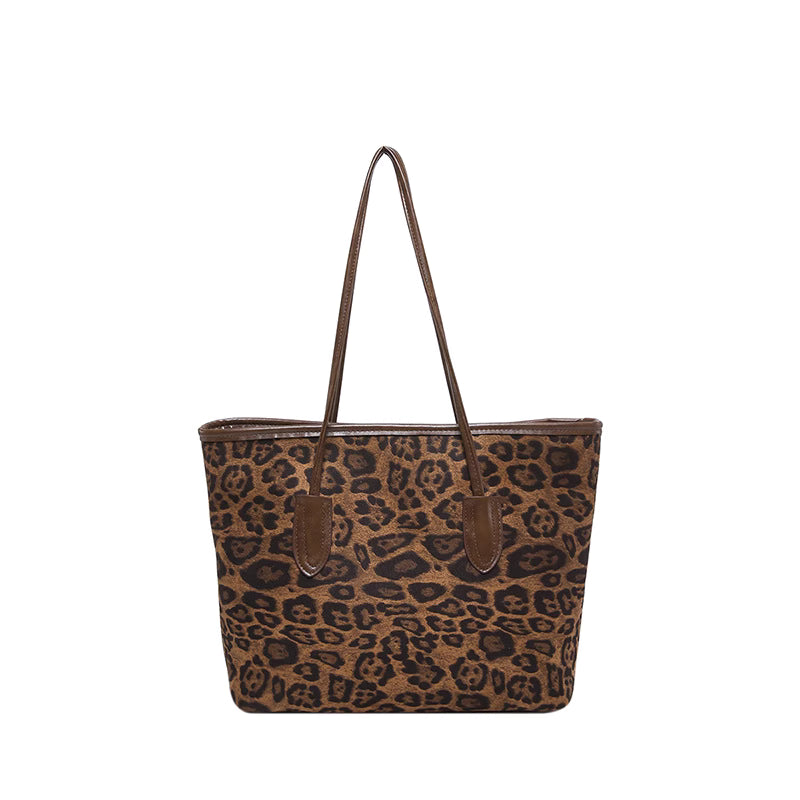 Casual Leopard Print Portable Tote Bag Autumn and Winter New Suede Large Capacity