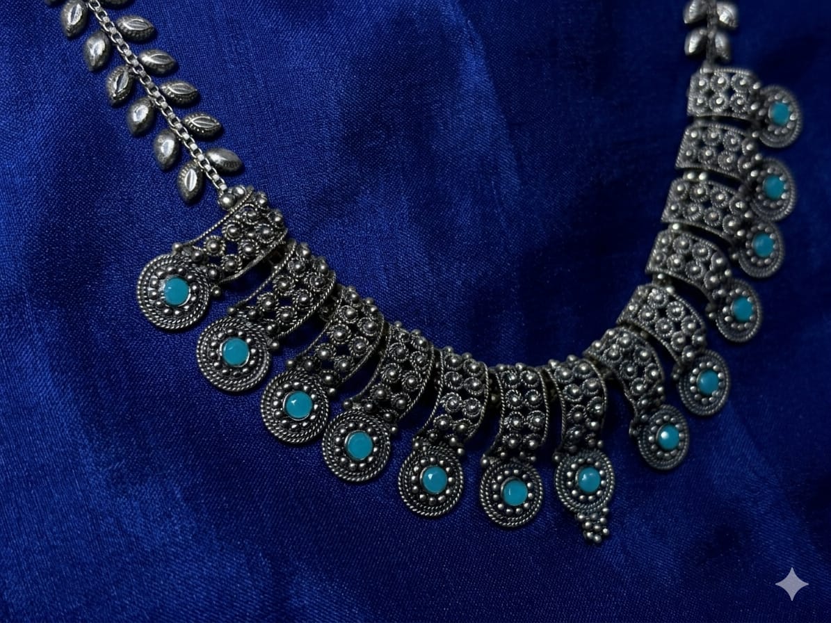 Black Polish Oxidized Statement Neckpiece Set