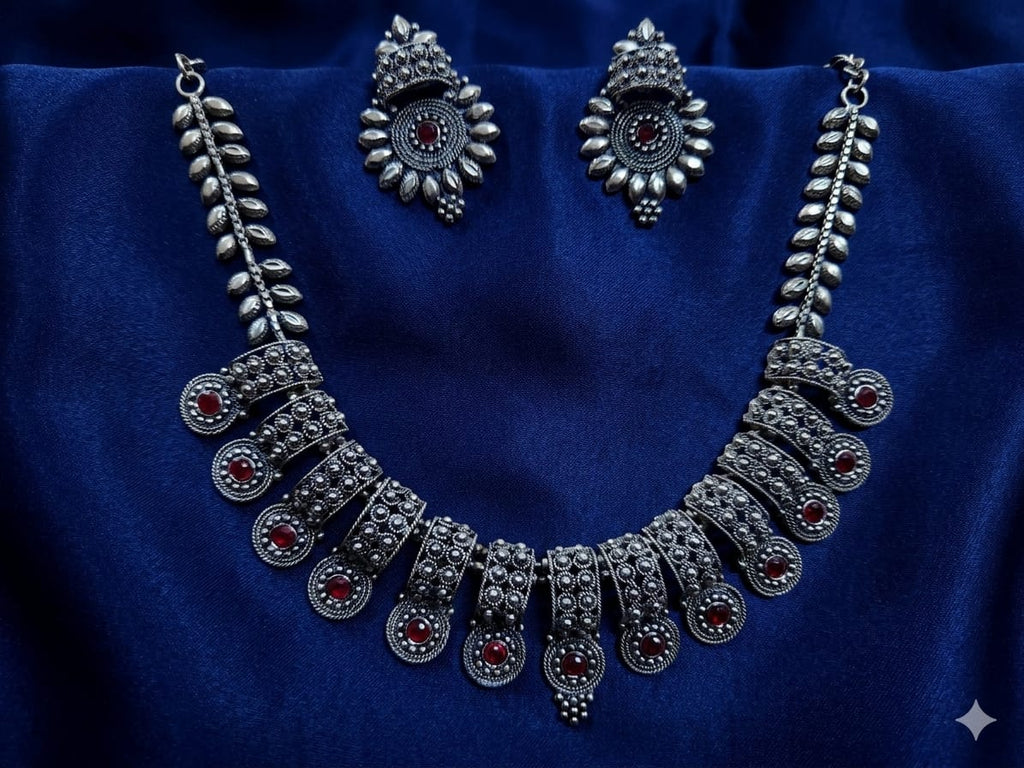 Black Polish Oxidized Statement Neckpiece Set