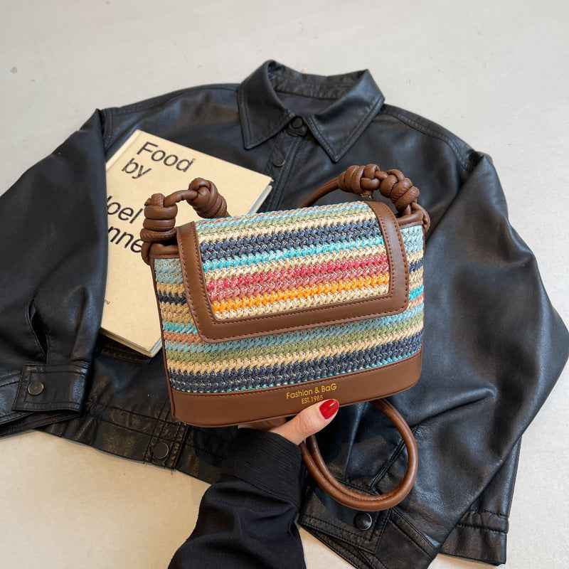 Celebrity Beach Bag Niche Colorfulful Woven Bag Women 2025 New Crossbody Bag Single Shoulder Armpit Bag