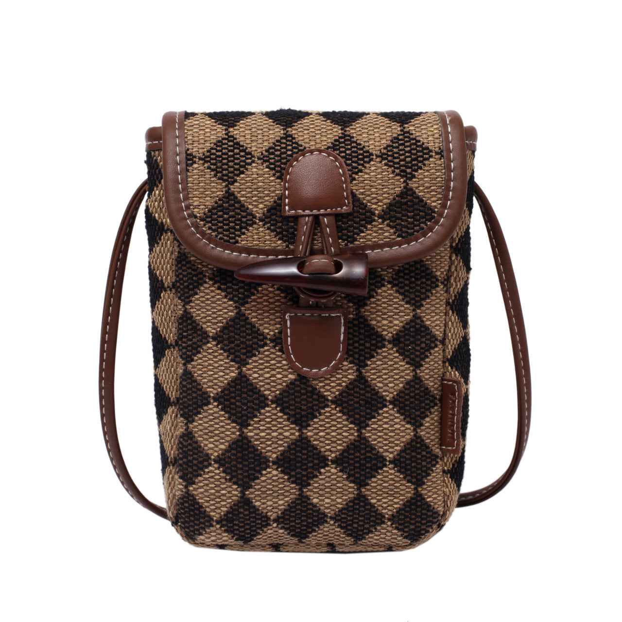 New fashion one-shoulder plaid mobile phone bag niche design messenger bag