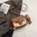 Retro Western Style Saddle Crossbody Bag For Women With Wide Shoulder Strap PU Leather