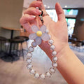 Macaron Color Beads Petal Mobile Phone Lanyard Japanese and Korean Ins Style Handmade Beaded Flower Mobile Phone Chain Wrist Rope