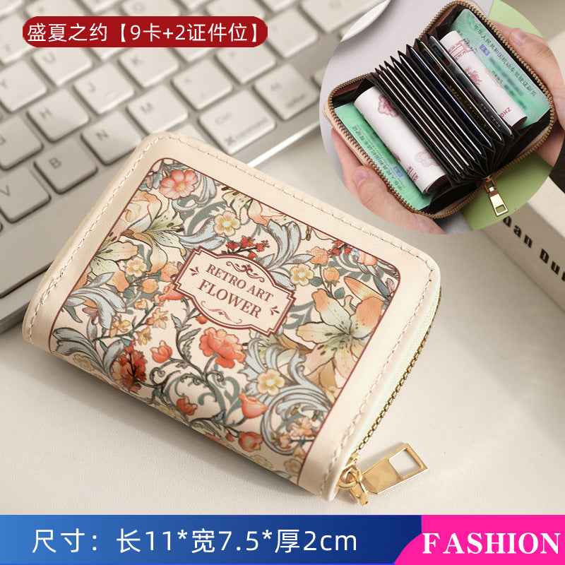 Card Bag Women's Exquisite High-end Small Multi-card 2024 Large Capacity Retro Certificate Storage Wallet New Coin Purse