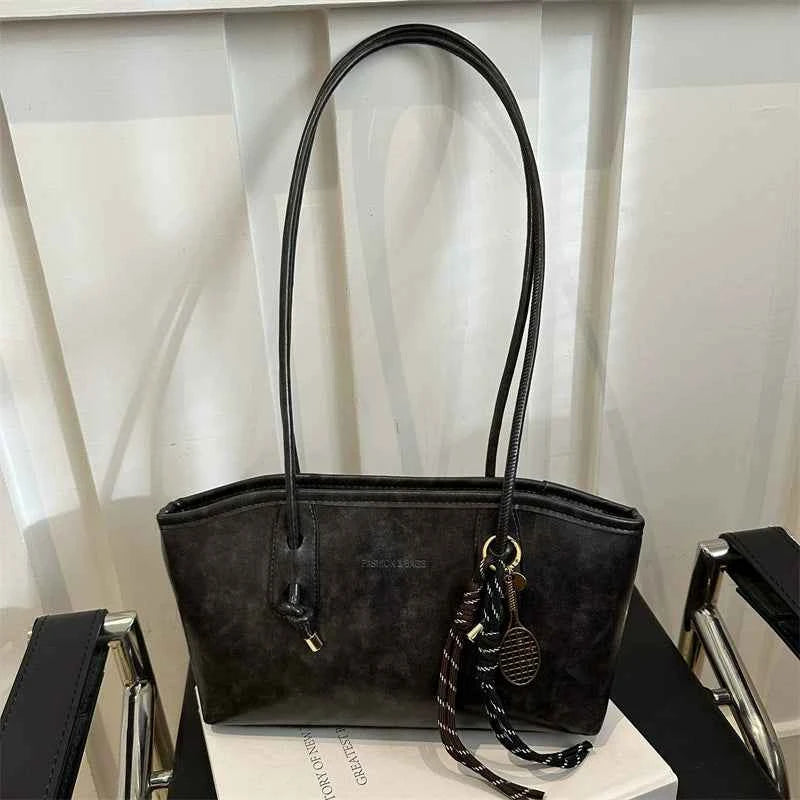 High Texture Retro Large Capacity Shoulder Bag - Commuter Tote