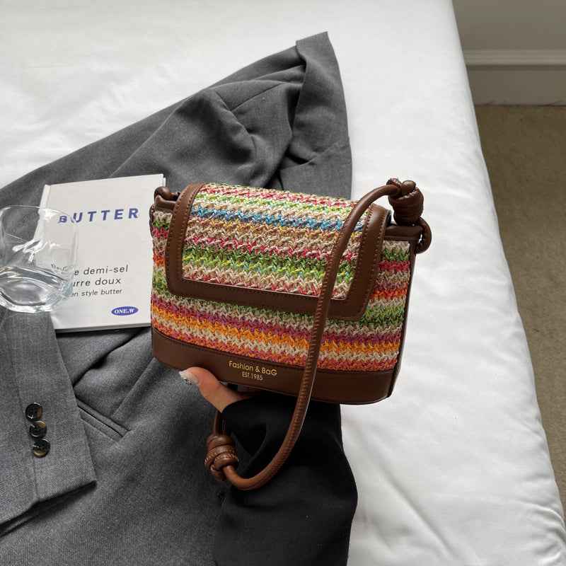 Celebrity Beach Bag Niche Colorfulful Woven Bag Women 2025 New Crossbody Bag Single Shoulder Armpit Bag