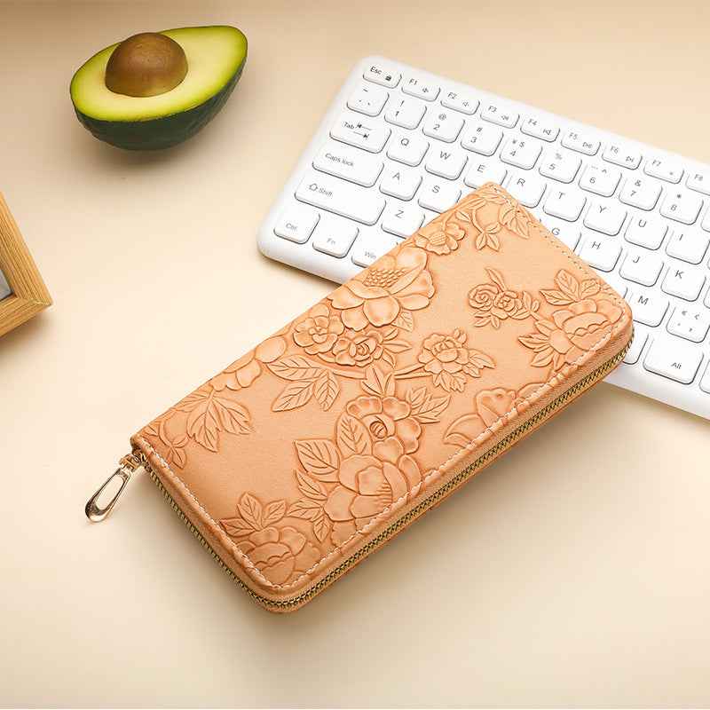 High-value Women's Long Wallet Korean Style Fashionable Hand-held Coin Purse Multi-functional Women's Mobile Phone Bag with Zipper