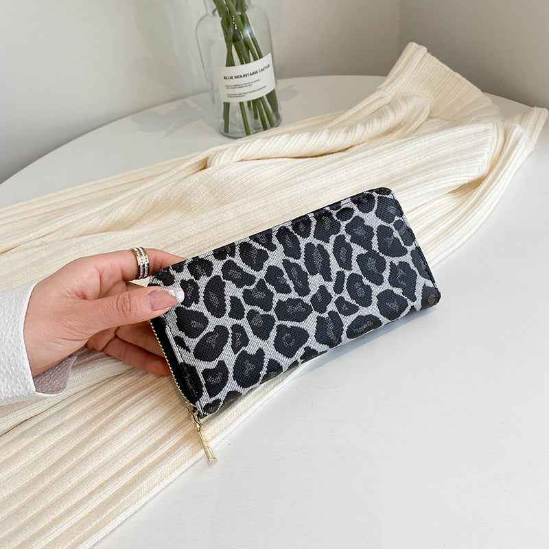 2025 New Korean Style Women's Wallet Linen Long Contrast Color Clutch Large Capacity Card Bag Wallet Coin Purse