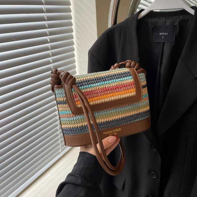 Celebrity Beach Bag Niche Colorfulful Woven Bag Women 2025 New Crossbody Bag Single Shoulder Armpit Bag
