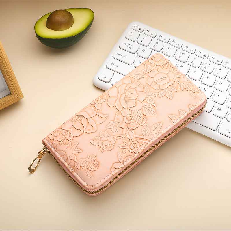 High-value Women's Long Wallet Korean Style Fashionable Hand-held Coin Purse Multi-functional Women's Mobile Phone Bag with Zipper