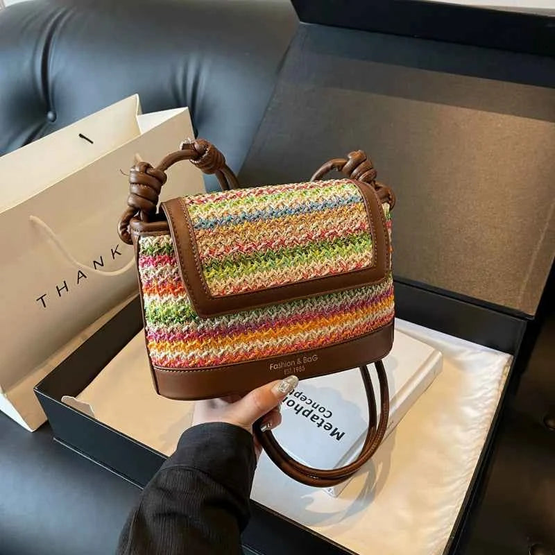 Celebrity Beach Bag Niche Colorfulful Woven Bag Women 2025 New Crossbody Bag Single Shoulder Armpit Bag