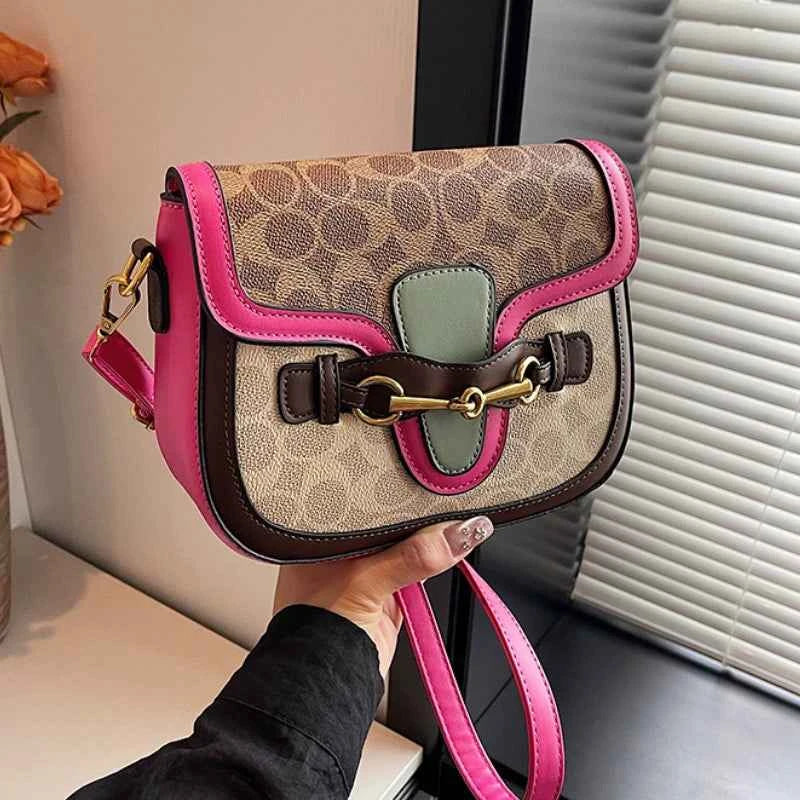 Retro Western Style Saddle Crossbody Bag For Women With Wide Shoulder Strap PU Leather