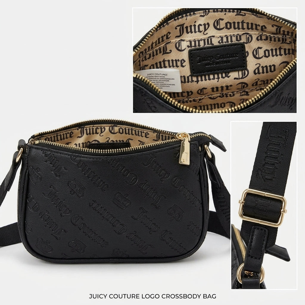 Juicy Couture Double Trouble Crossbody Bag Black New