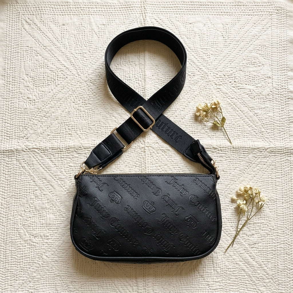 Juicy Couture Double Trouble Crossbody Bag Black New