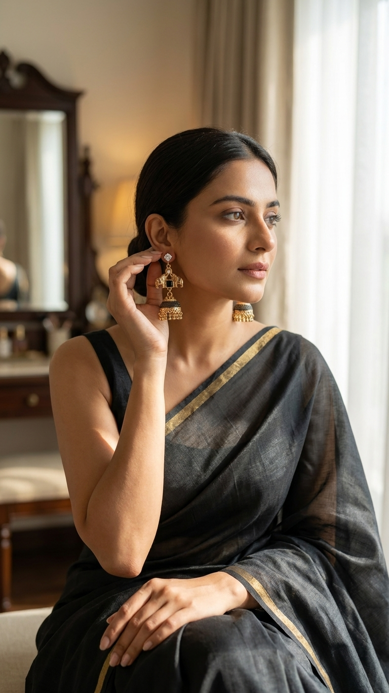 Majestic Elephant Motif Jhumka Earrings