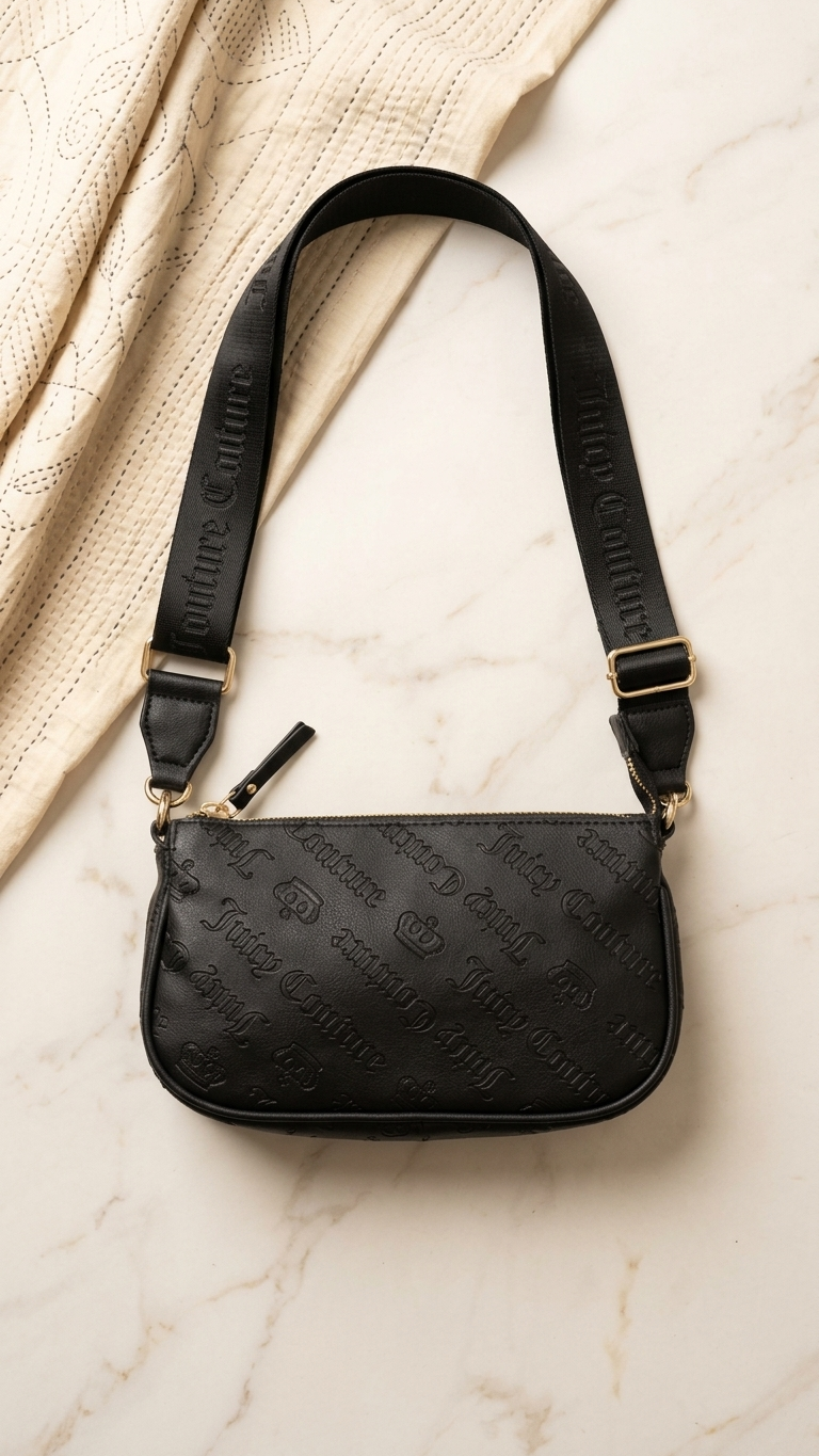 Juicy Couture Double Trouble Crossbody Bag Black New