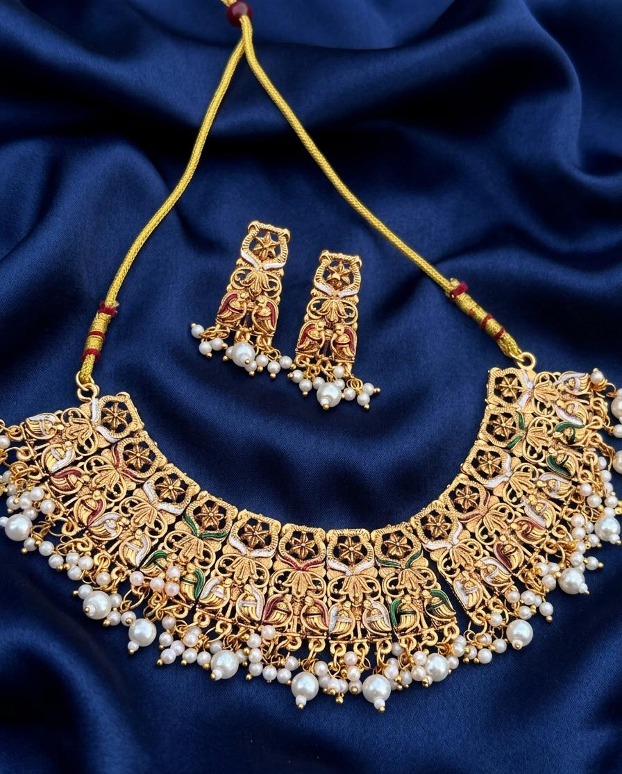 South Indian Traditional Temple Necklace Set