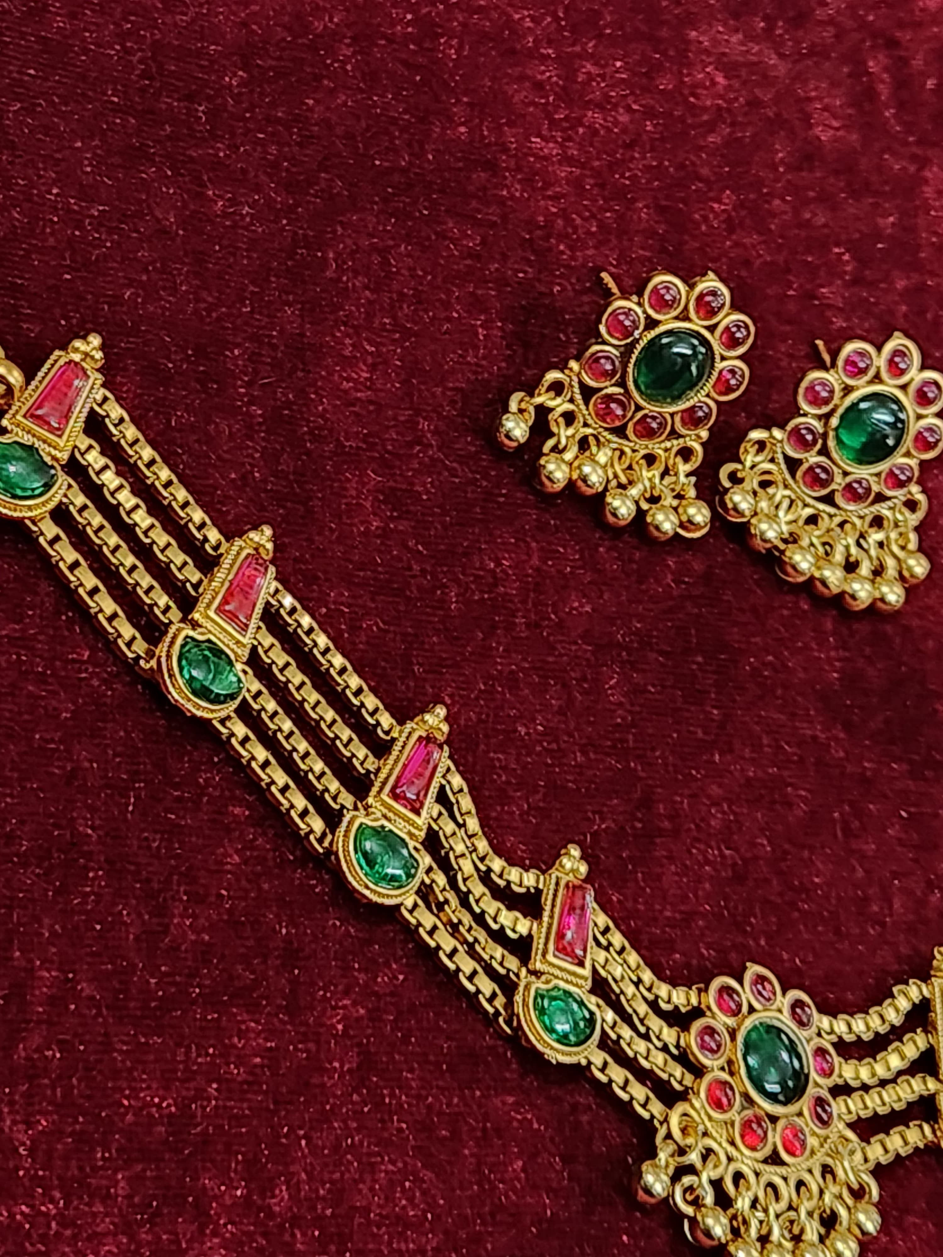 Royal Temple Design Necklace Set with Earrings