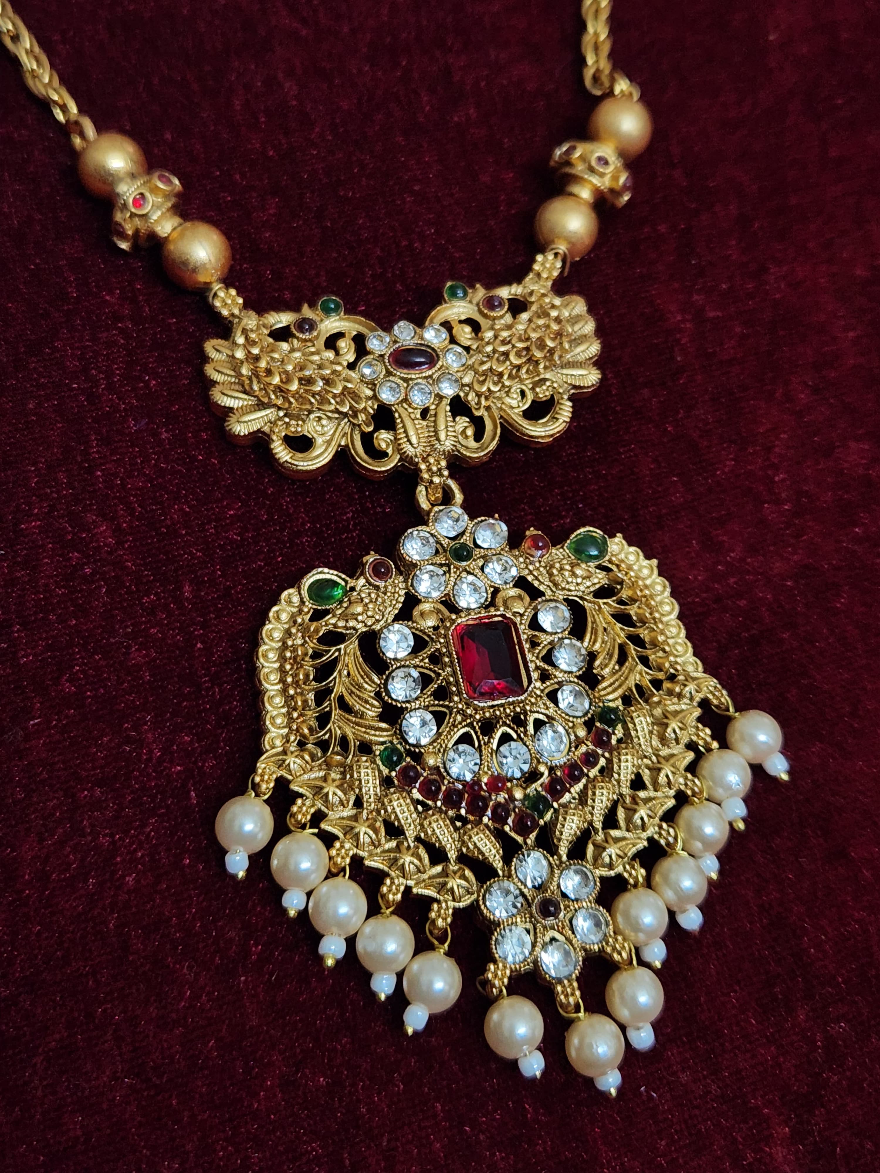Royal Antique Gold Necklace Set with Jhumka Earrings