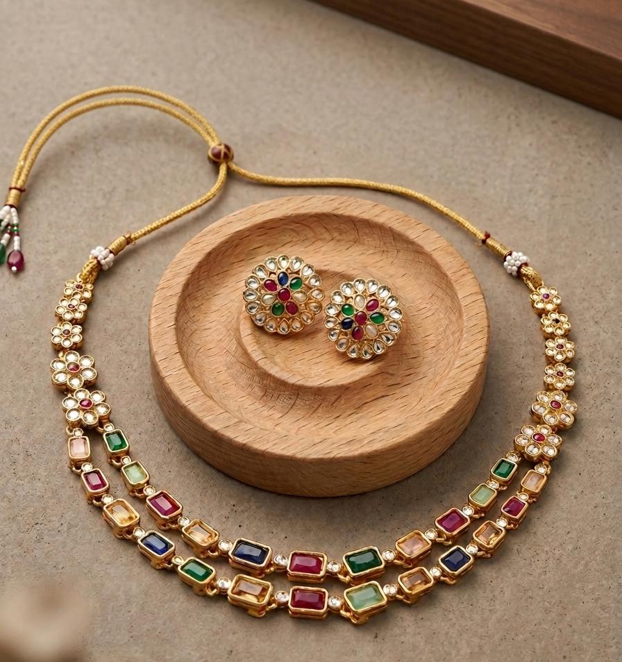 Festive Radiance Multi-Stone Necklace Set