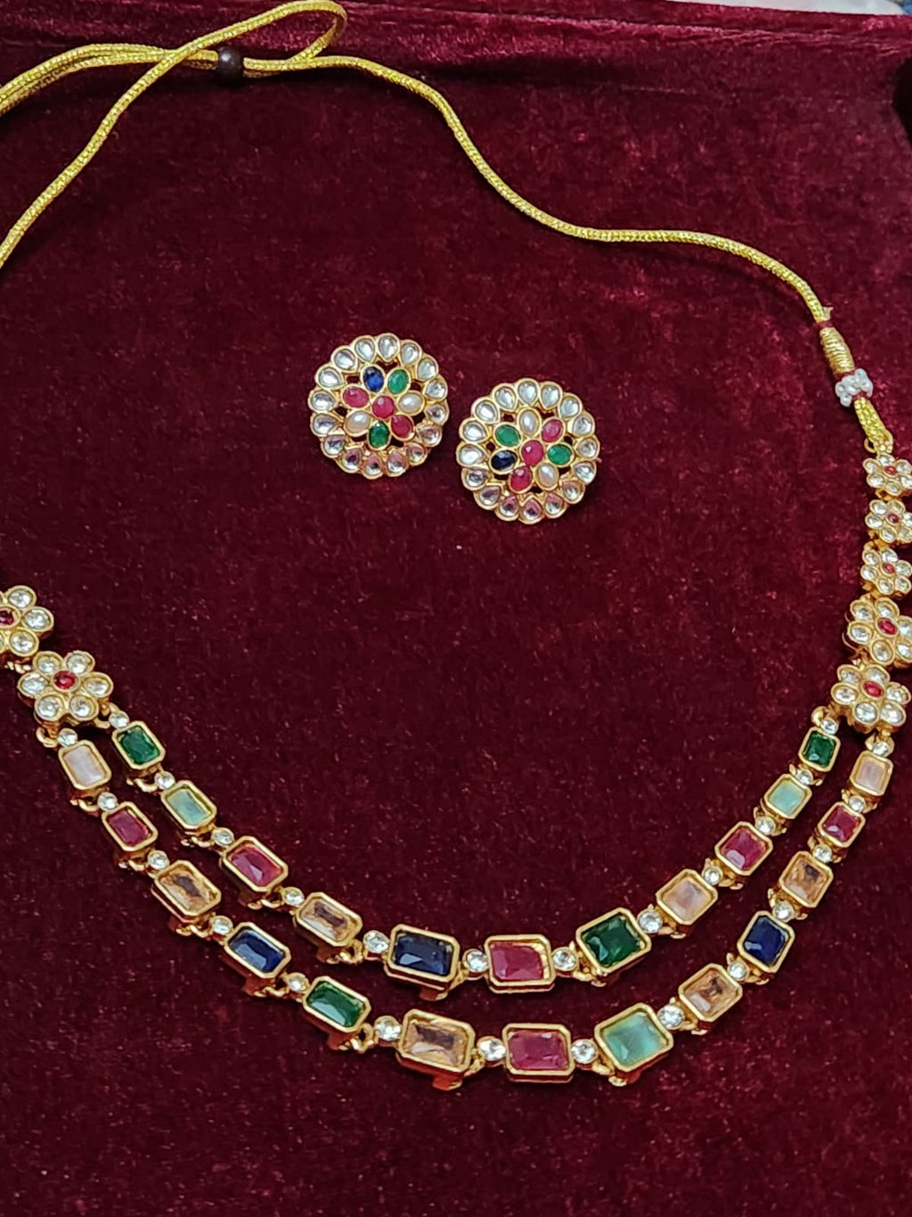 Festive Radiance Multi-Stone Necklace Set