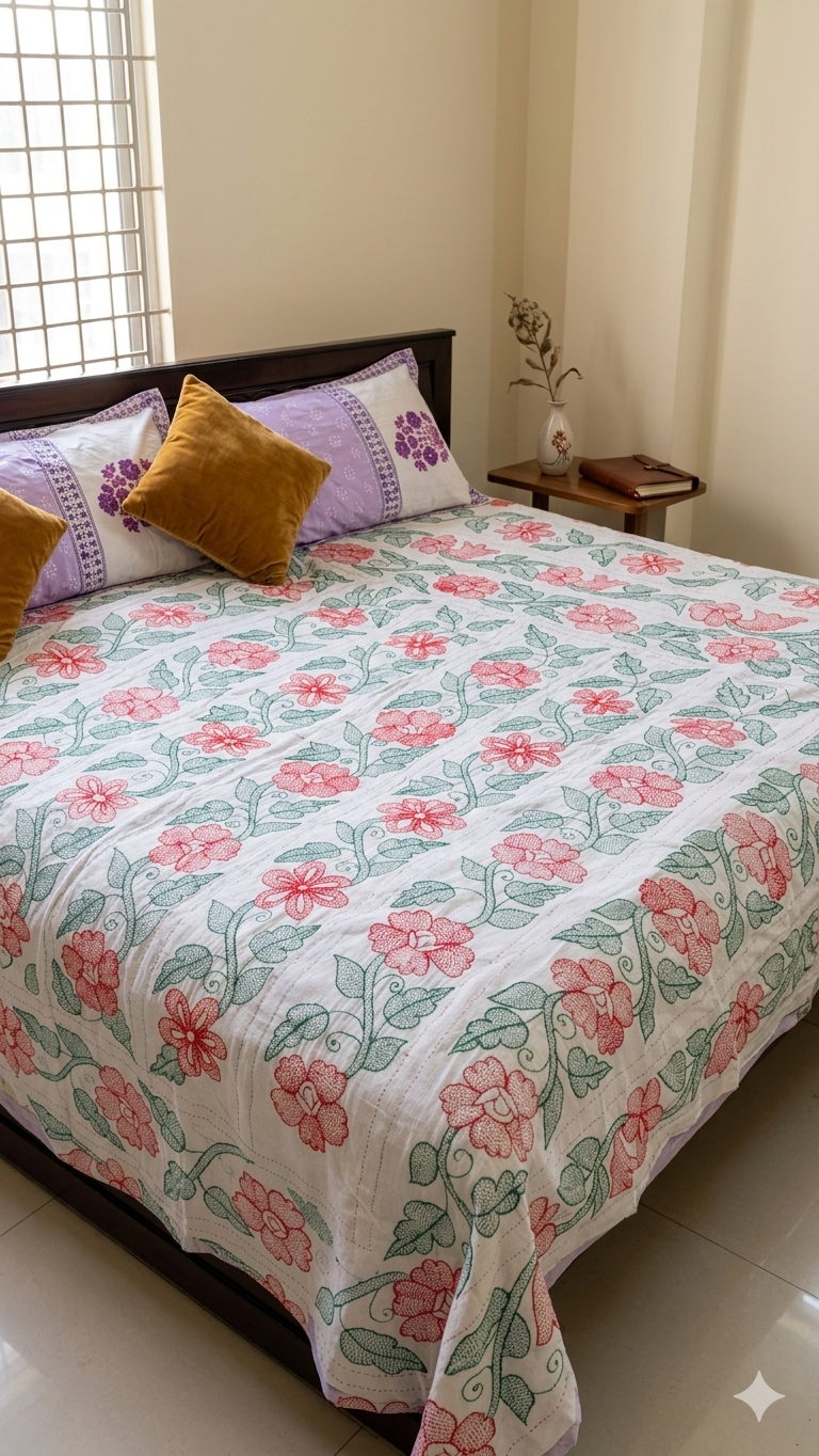 Nakshi Kantha Floral Design: Exquisite Artistry for Your Home Decor