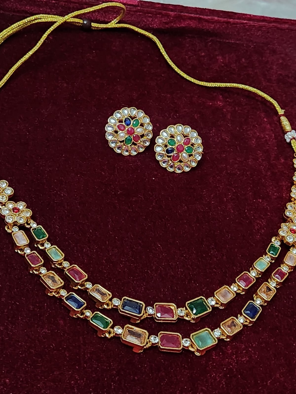 Festive Radiance Multi-Stone Necklace Set